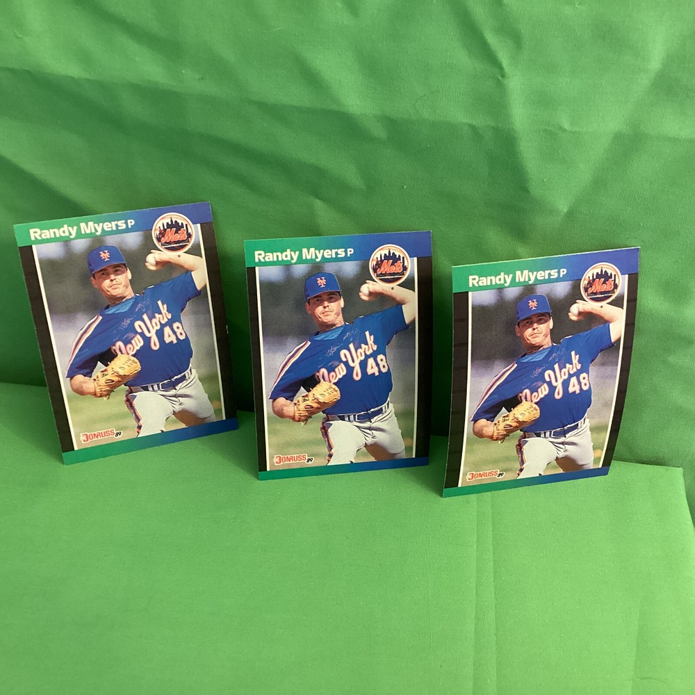RANDY MYERS, three 1989 Donruss baseball cards, #336, NEW YORK METS