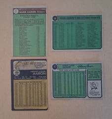 Lot of 4 Mid 1970&rsquo;s Hank Aaron Topps Baseball cards Poor – Ex/NM Braves HOF