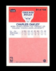 Charles Oakley Rookie 1986-87 Fleer #81 RC Chicago Bulls NBA Basketball Card