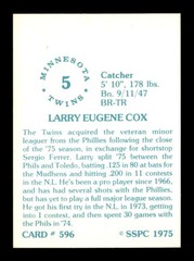 1975 SSPC #596 Larry Cox NM/NM+ X2547740
