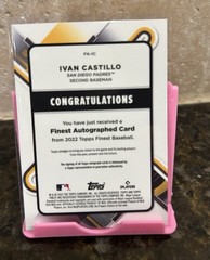 Topps Finest 2022 Ivan Castillo San Diego Padres #FA-IC Auto RC Blue /150