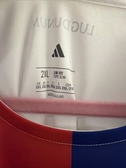 Mens Sz XXL White/Blue/Red Adidas Olympique Lyonnais Home Soccer Jersey JD1396