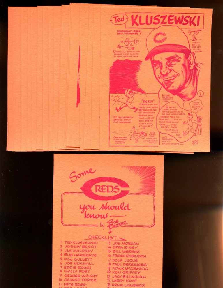 1977 Bob Parker SOME CINCINNATI REDS YOU SHOULD KNOW Complete Set
