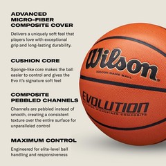 WILSON Evolution Indoor Game Basketball, Green, Size 7 – 29.5&Prime;, Green/Brown