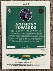 ANTHONY EDWARDS Misprint RARE 2021-22 Panini Donruss Optic Error No Stats #83