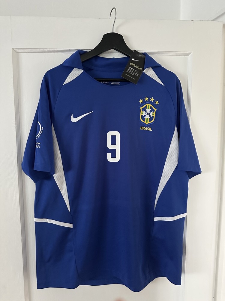 Brazil Ronaldo 9 Jersey Nike World Cup 2002 2XL Blue Brasil