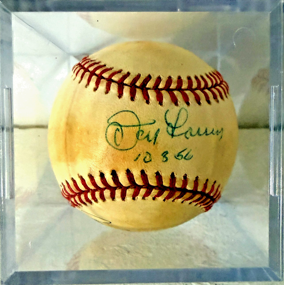 Don Larsen Catfish Hunter Signed Baseball Inscribed Yankees No COA