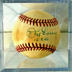 Don Larsen Catfish Hunter Signed Baseball Inscribed Yankees No COA
