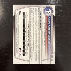 2025 Bowman Draft Cade Obermueller Red 1/5 Bookend BDC-80 Color Match Phillies