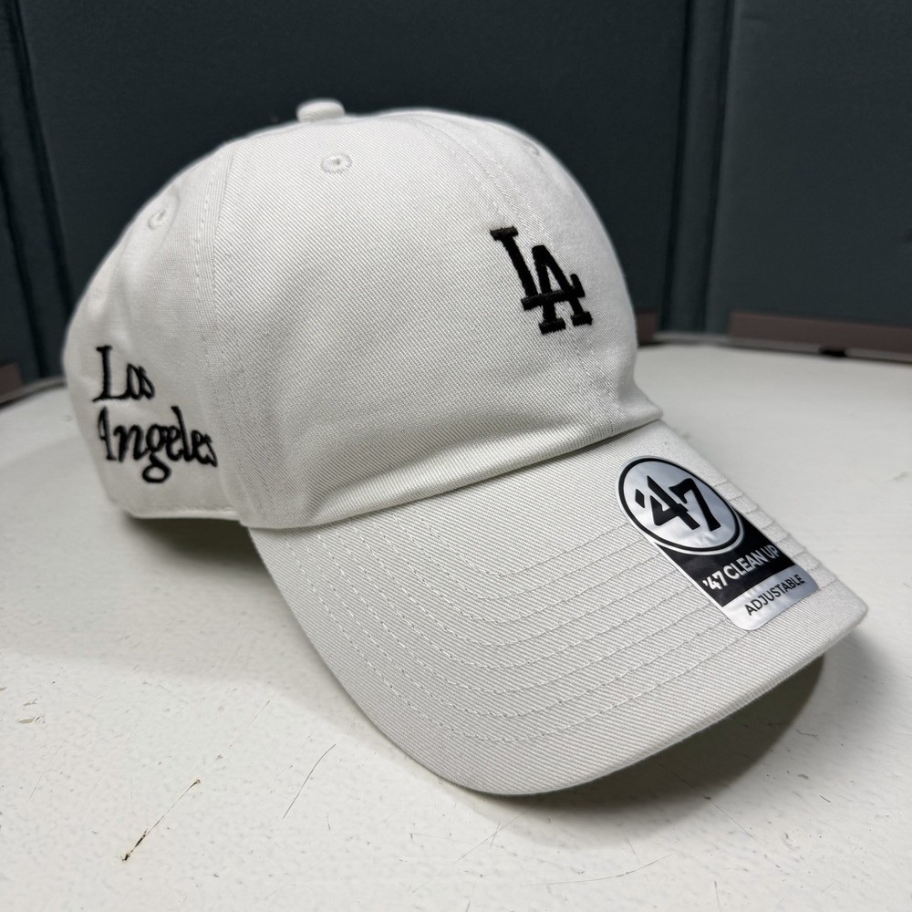 Rare LA Dodgers 47 Clean Up Hat Cap White Embroidered Script Logo Men Women New