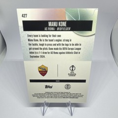 Topps UCC 2025 Manu Kone AS Roma #427 Topps Finest Rare Pearl Checkerboard /30