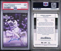 2025 Topps Black & White Junior Caminero Autograph /25 Purple Rookie Rays