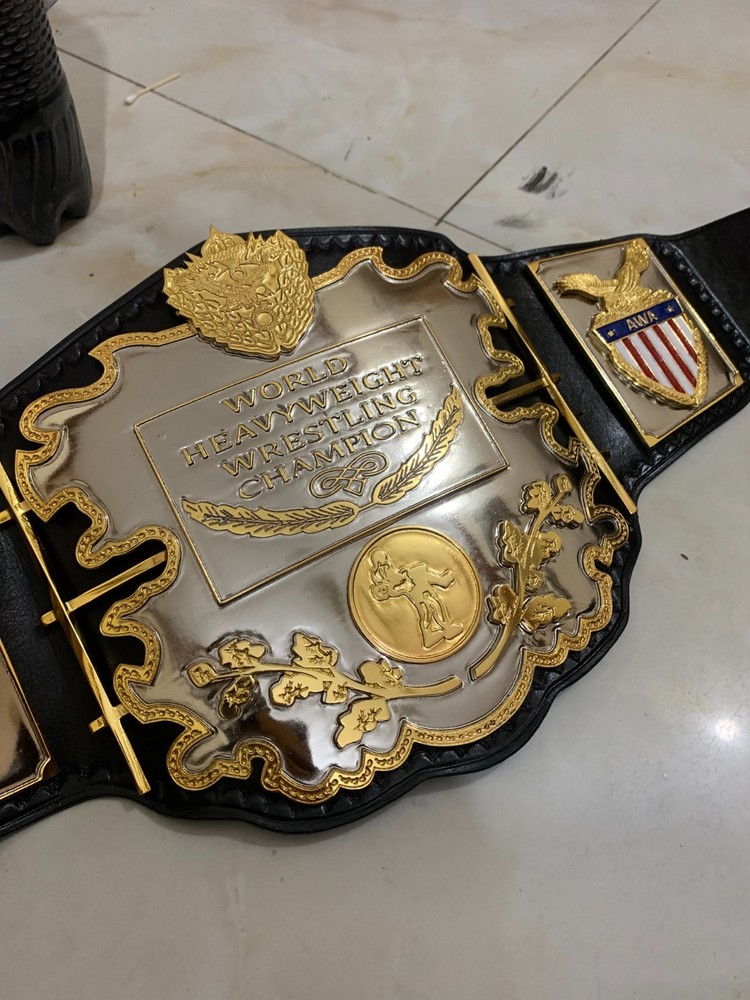 Awa Lawler heavyweight championship belt,4mm Zinc ,Dual plated, Leather strap