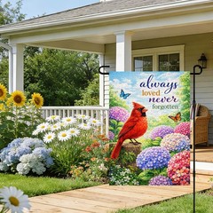 IVN Spring Summer Garden Flag 12×18 Inches, Welcome Cardinal Hydrangea Bush