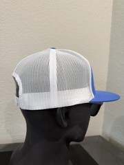 SMU MUSTANGS LOGO ADULT HIGH PROFILE BLUE FLAT BILL TRUCKER SNAPBACK HAT NEW
