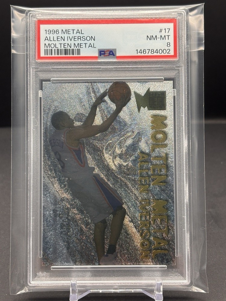 1996 Fleer Metal Molten Metal #17 Allen Iverson RC Rookie PSA 8 HOF 76ers