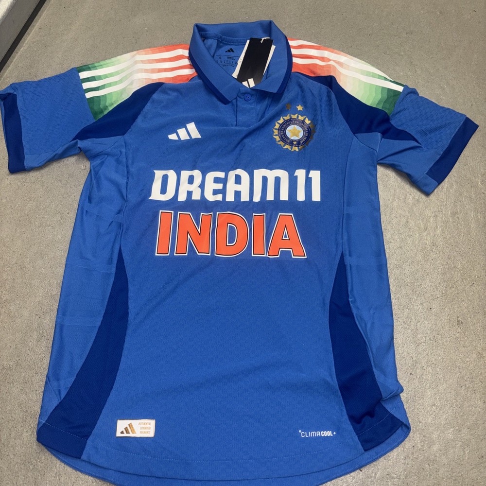 Adidas Men&rsquo;s India National Cricket Team Official Jersey Blue KC3746 Size Small
