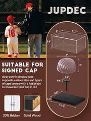 JupDec Hat Display Case, Clear Acrylic Baseball Cap Display Box Stand, UV Pro…