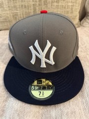 New York Yankees Gray & Blue Fitted 59FIFTY HAT WITH DEREK JETER SIDE PATCH