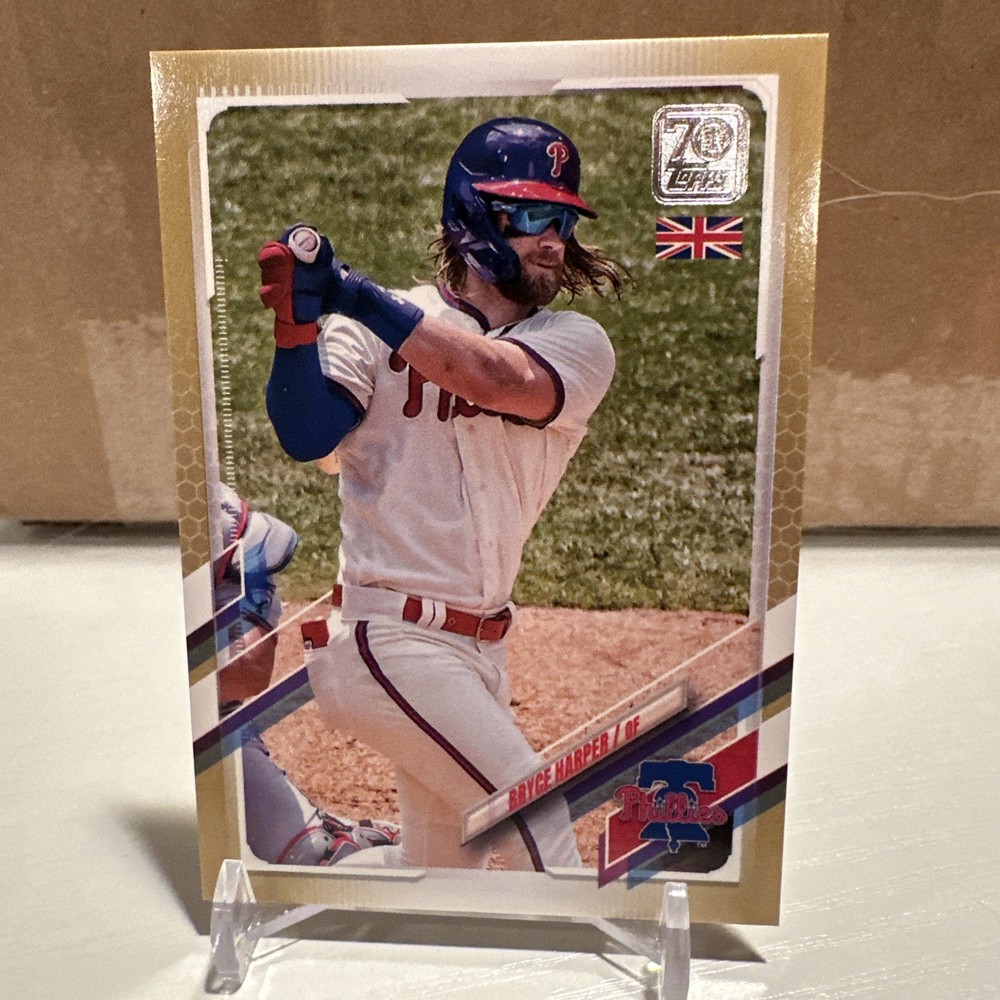 2021 Topps UK Edition Baseball Bryce Harper Gold Parallel SSP 2/25