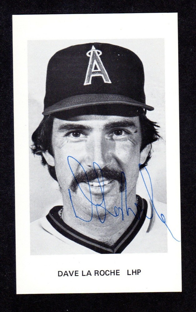 Dave LaRoche LA ANGELS SIGNED 3-3/8 x 5-1/2 AUTOGRAPH PHOTO CARD AUTO COA #1