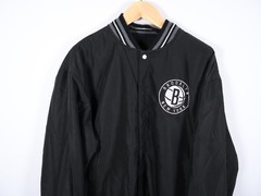JH Design Brooklyn Nets Wool Bomber Jacket Men&rsquo;s 4XL Black Dark Gray Bomber
