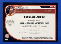 QTY AVL #/99! Angel Reese Auto 2023-24 Bowman Chrome U Refractor Autograph LSU
