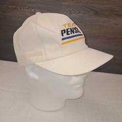 Vintage Team Penske Racing Trucker Hat Cap Snapback White Mesh Indy NASCAR Motor