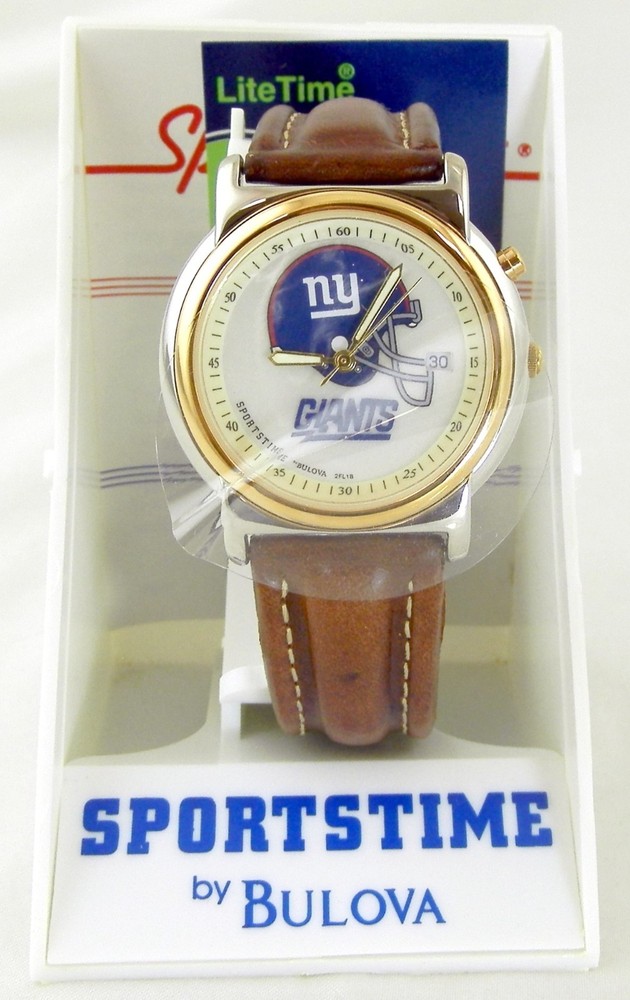 NFL New York Giants Men&rsquo;s Quartz Watch with Brown Band – Sportstime by Bulova