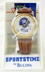 NFL New York Giants Men&rsquo;s Quartz Watch with Brown Band – Sportstime by Bulova