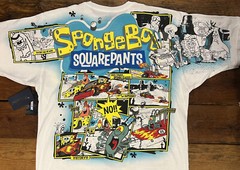 SpongeBob Squarepants AOP NASCAR Shirt Comic Strip Tee Adult LG Y2K HTF Sealed!!