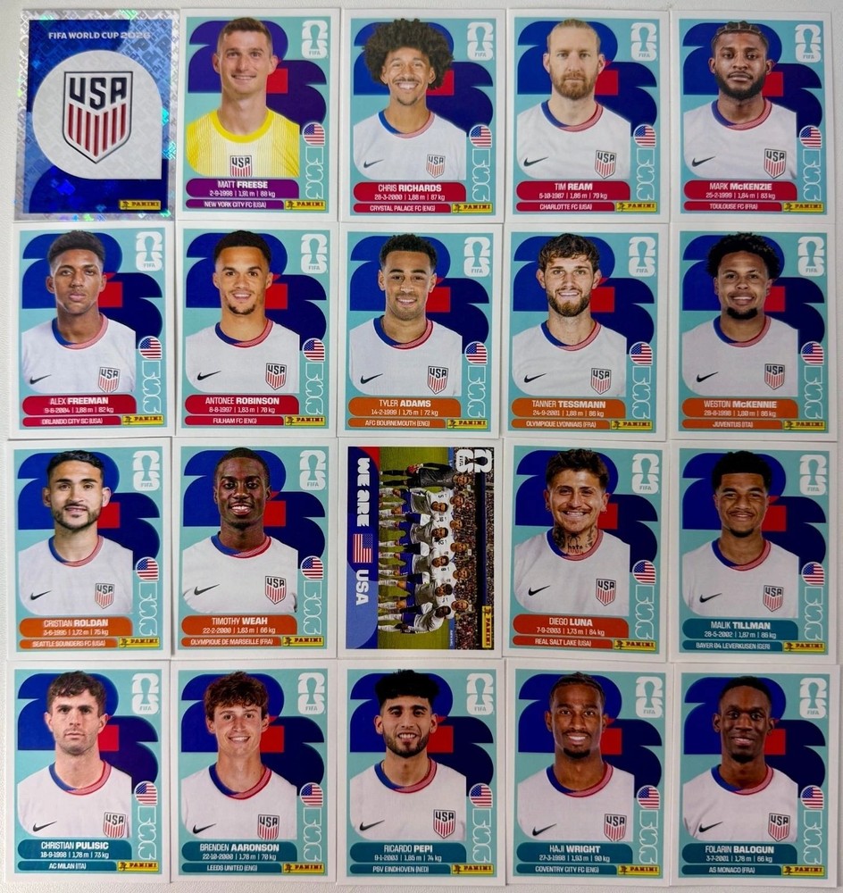 2026 Panini FIFA World Cup Stickers – #USA1 – #TUN20 – GROUP D E F
