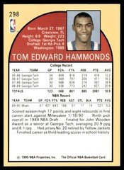 1990-91 Panini NBA Hoops #298 Tom Hammonds Washington Bullets Rookie