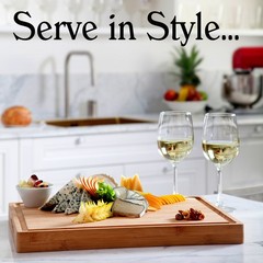 Butcher Block – Organic Bamboo Cutting Board w/Juice 17&Prime;L x 13&Prime;W, Natural