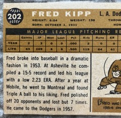 1960 Topps #202 Fred Kipp Los Angeles Dodgers