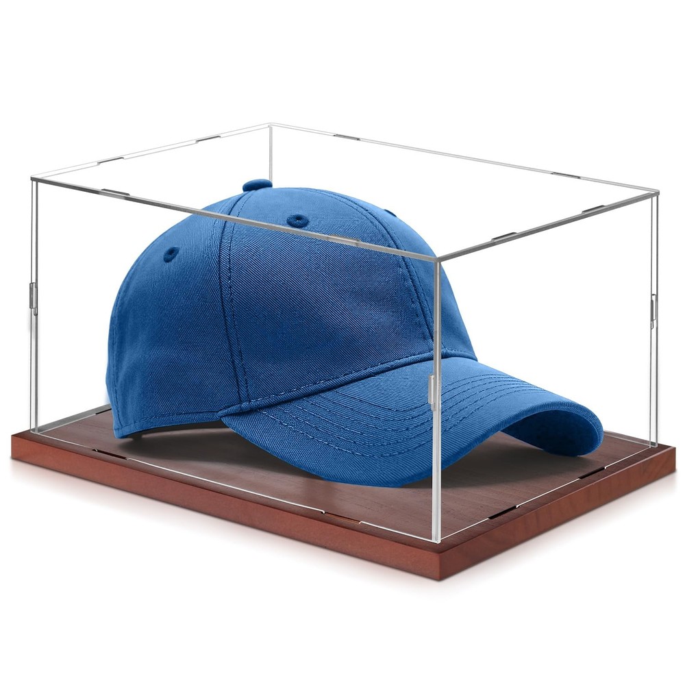 Acrylic Baseball Cap Hat Display Case Box W/ Wood Base & Shaper 11.8&Prime;x7.8&Prime;x5.9&Prime;