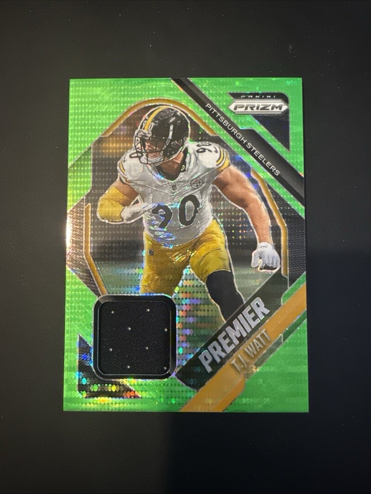 2025 Panini Prizm TJ Watt Neon Green Pulsar Prizm Premier Jersey (MEM, Patch)🔥