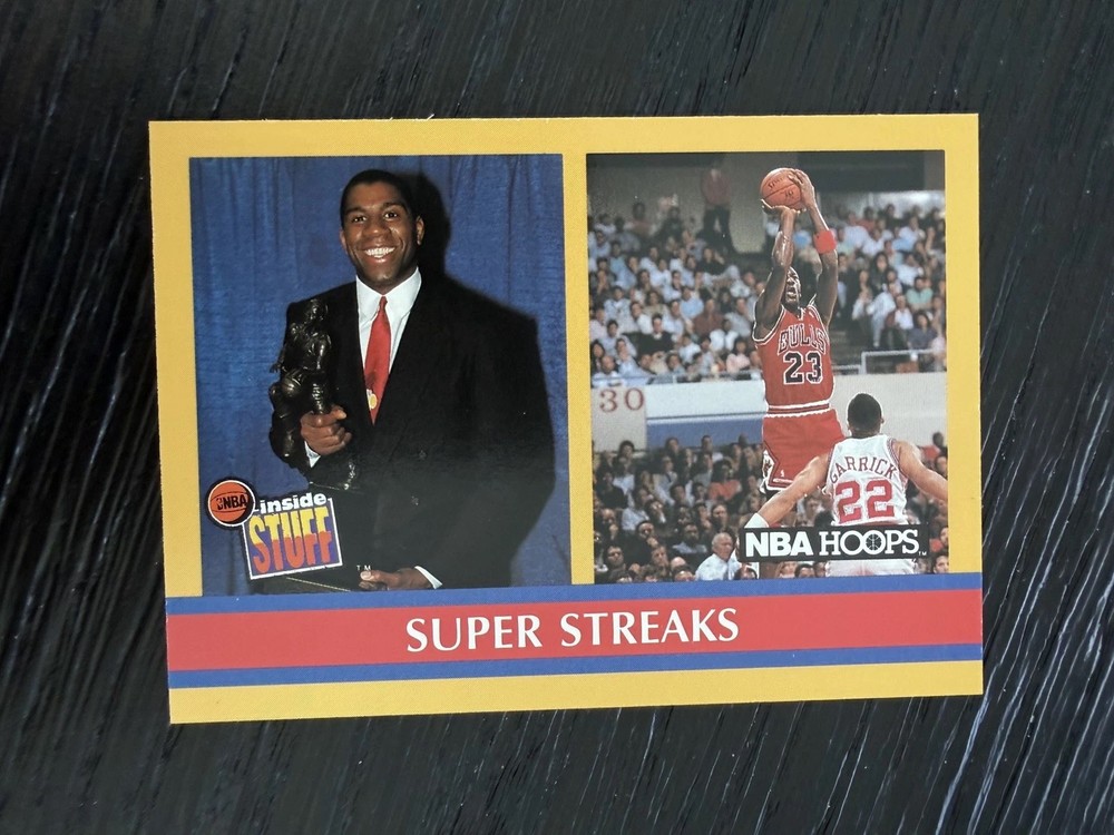 1990-91 NBA Hoops – Inside Stuff Michael Jordan, Magic Johnson #385 NM