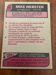 1977 Topps MEXICAN #99 Mike Webster rookie card (RC) Steelers, short print (SP)