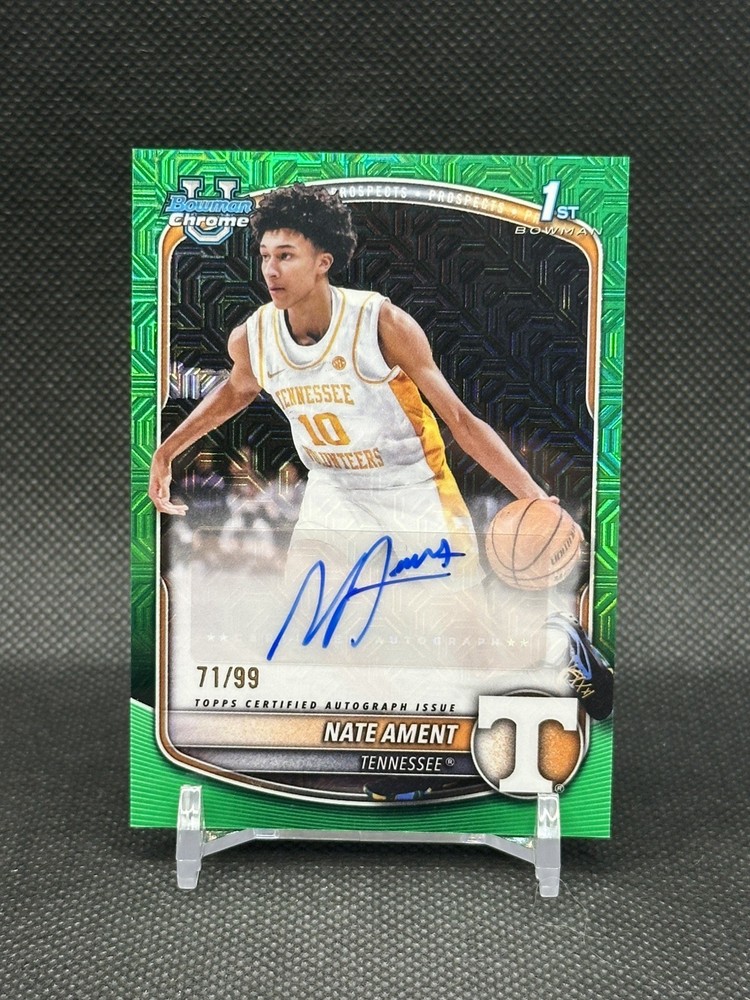 2025-26 Bowman Basketball Nate Ament Green Shimmer Auto /99 CPA-NA RC ROOKIE