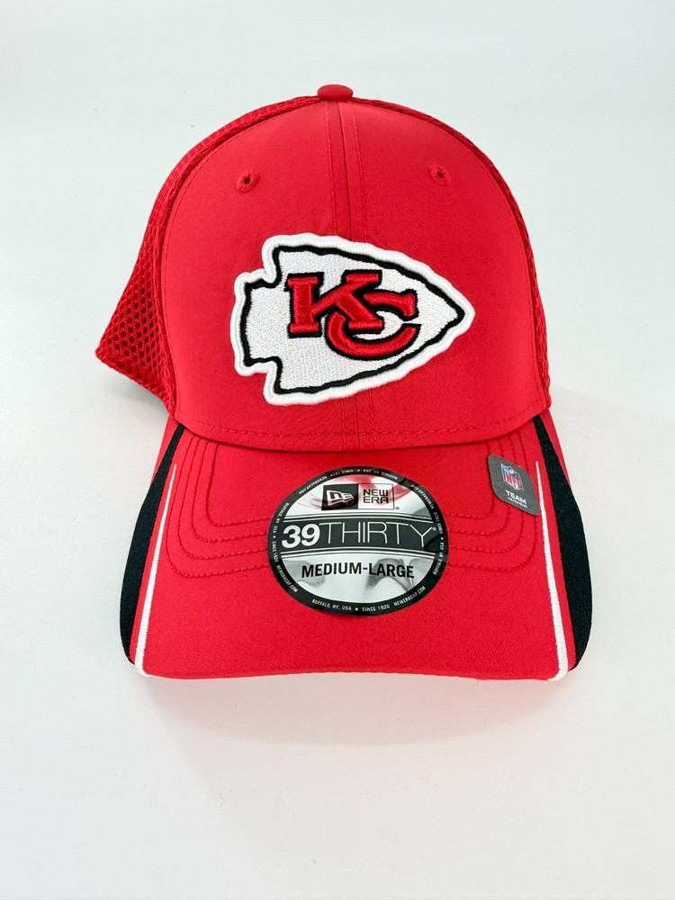 Kansas City Chiefs New Era Hat Cap Linear 39Thirty SZ M/L Stretch Fit Red NWT
