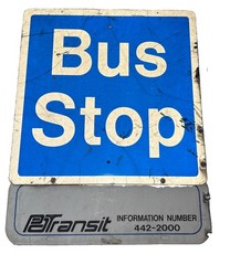 Pittsburgh Steelers JEROME BETTIS Autographed Port Authority Bus Stop Sign PSA