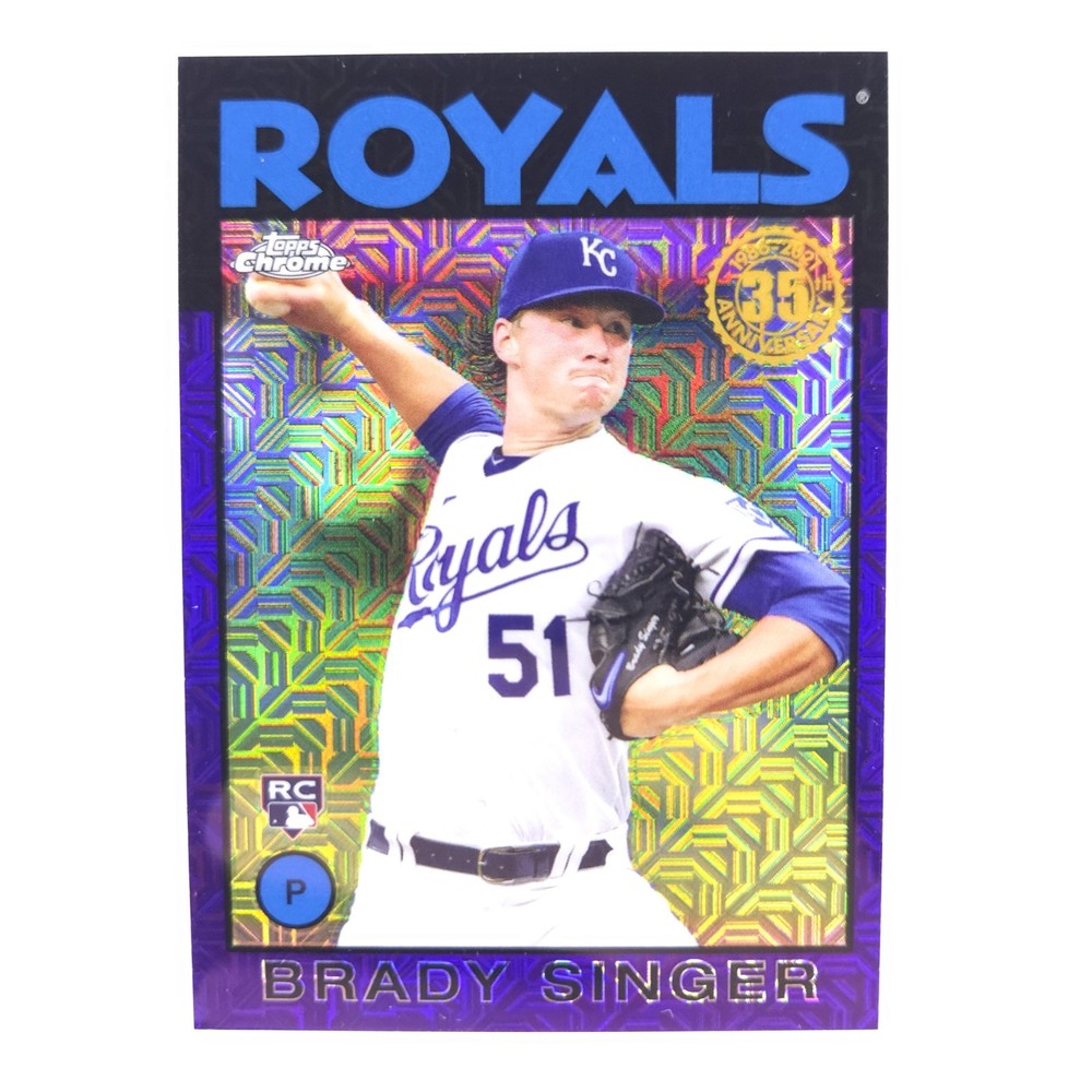2021 Topps Chrome – 1986 Topps Baseball Brady Singer #86BC-3 Purple /75