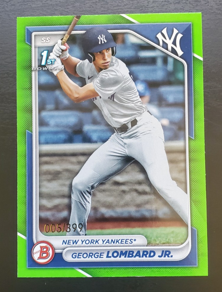 2024 Bowman George Lombard Jr. 1st Bowman Neon Green 5/399 #BP-79 Yankees