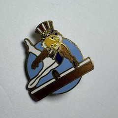 Los Angeles 1984 Olympic Enamel Pin SAM the EAGLE Gymnastics Pommel Horse 1 inch