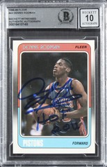 Pistons Dennis Rodman « HOF 11 » Signed 1988 Fleer #43 Card Auto 10! BAS Slabbed