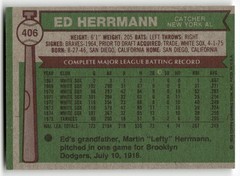 1976 Topps Ed Herrmann #406 New York Yankees