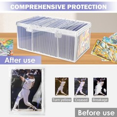 Trading Card Storage Box with 2 Dividers,Toploads 8 x 4.5 x 3.5 inches, Clear
