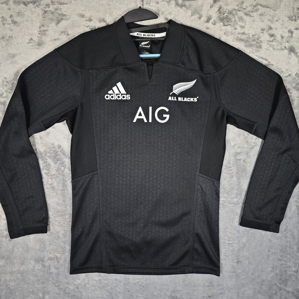 New Zealand All Blacks 2016/2017/2018 Rugby Union Home Shirt Long Sleeves Medium