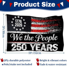 America&rsquo;s 250th Anniversary Flag, 3 Ply Year American 3×5 feet, Anniversary06